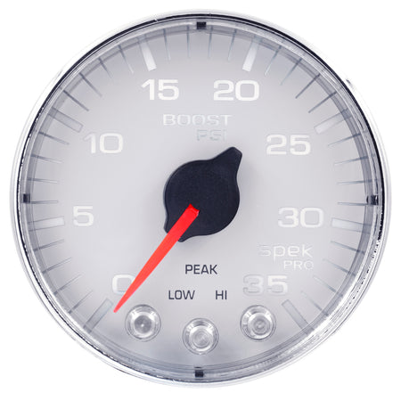 AutoMeter P303118 - GAUGE, BOOST, 2 1/16", 35PSI, STEPPER MOTOR W/PEAK & WARN, WHT/CHROME, SPEK-PRO 3