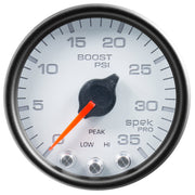 AutoMeter P30312 - GAUGE, BOOST, 2 1/16", 35PSI, STEPPER MOTOR W/PEAK & WARN, WHITE/BLACK, SPEK-PRO 4