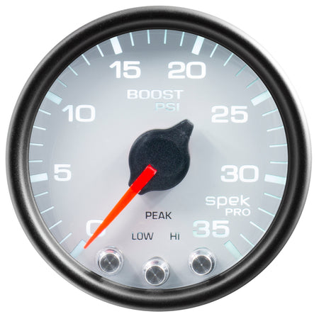 AutoMeter P30312 - GAUGE, BOOST, 2 1/16", 35PSI, STEPPER MOTOR W/PEAK & WARN, WHITE/BLACK, SPEK-PRO 3