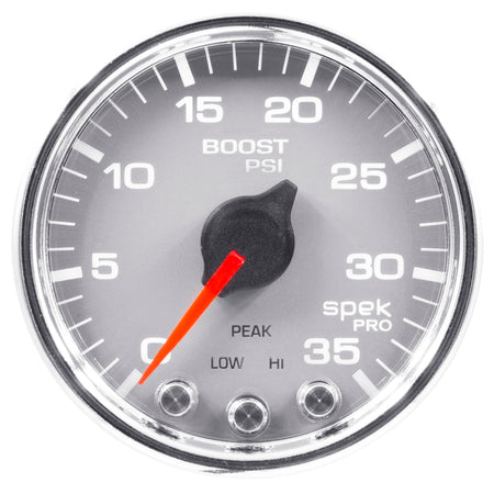 AutoMeter P30321 - GAUGE, BOOST, 2 1/16", 35PSI, STEPPER MOTOR W/PEAK & WARN, SLVR/CHRME, SPEK-PRO 3