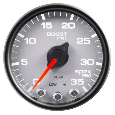 AutoMeter P30322 - GAUGE, BOOST, 2 1/16", 35PSI, STEPPER MOTOR W/PEAK & WARN, SILVER/BLK, SPEK-PRO 3