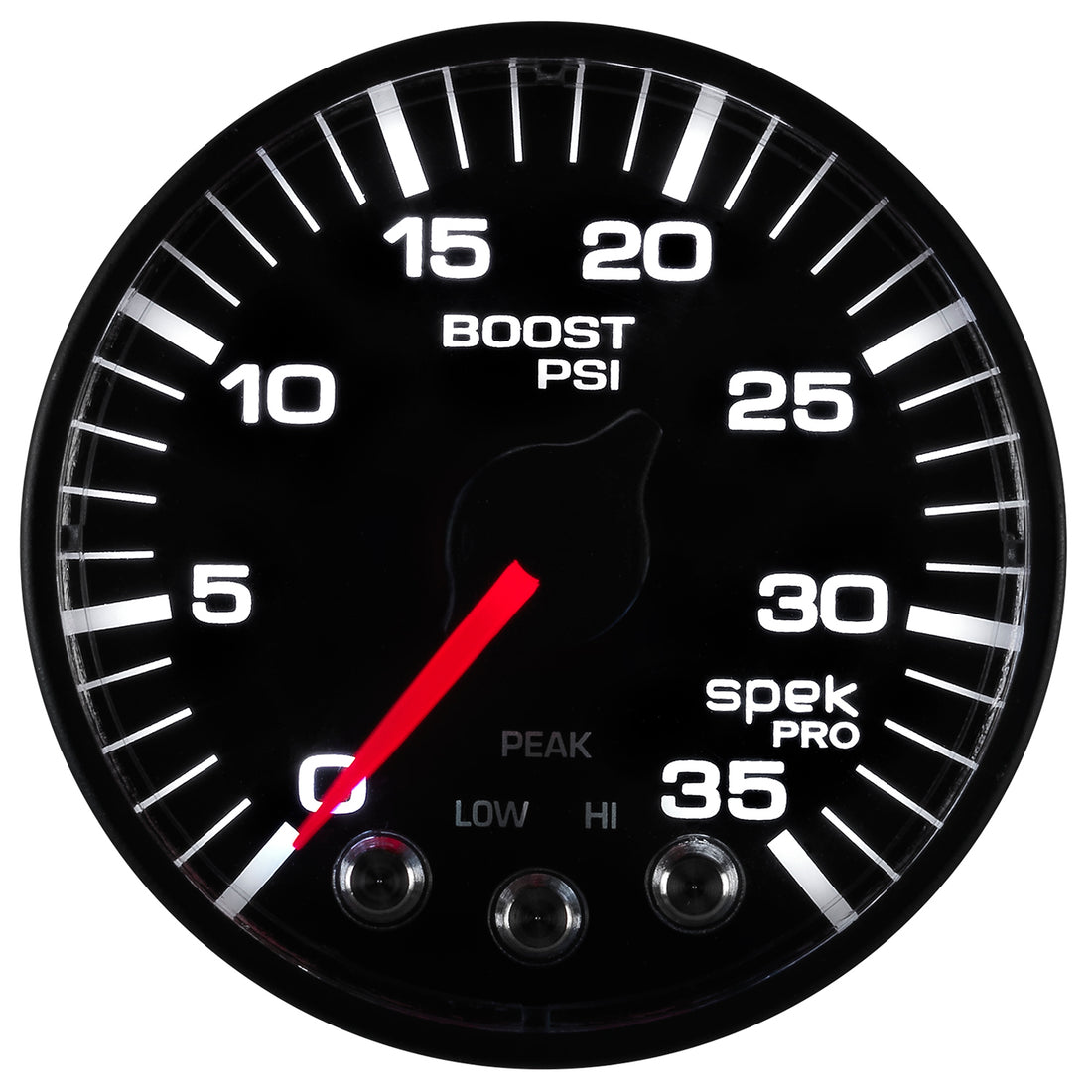 AutoMeter P303328 - GAUGE, BOOST, 2 1/16", 35PSI, STEPPER MOTOR W/PEAK & WARN, BLACK/BLACK, SPEK-PRO