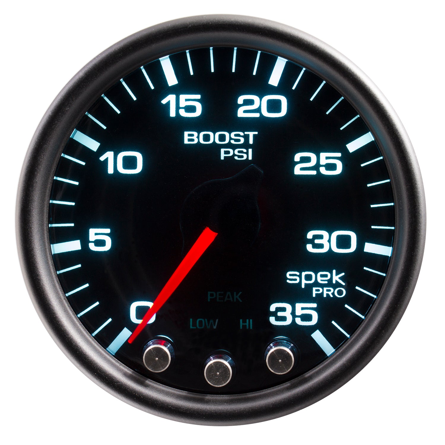 AutoMeter P30352 - GAUGE, BOOST, 2 1/16", 35PSI, STEPPER MOTOR W/PEAK & WARN, BLK/SMOKE//BLK, SPEK 3