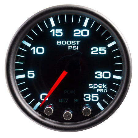 AutoMeter P30352 - GAUGE, BOOST, 2 1/16", 35PSI, STEPPER MOTOR W/PEAK & WARN, BLK/SMOKE//BLK, SPEK 3