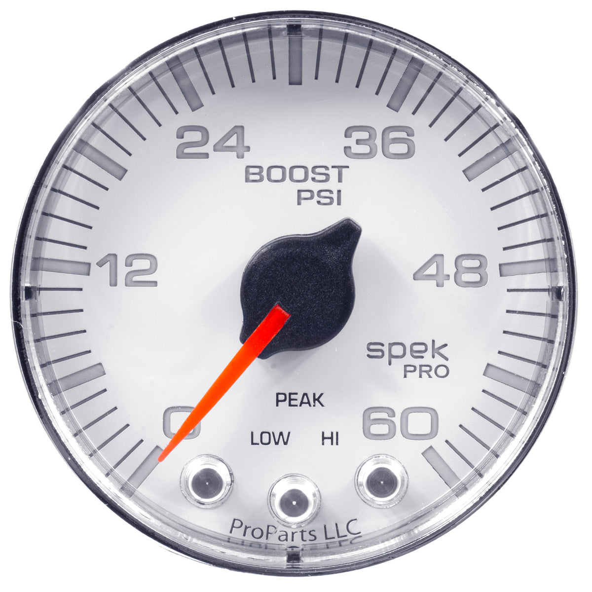AutoMeter P304118 - GAUGE, BOOST, 2 1/16", 60PSI, STEPPER MOTOR W/PEAK & WARN, WHT/CHRM, SPEK-PRO 4