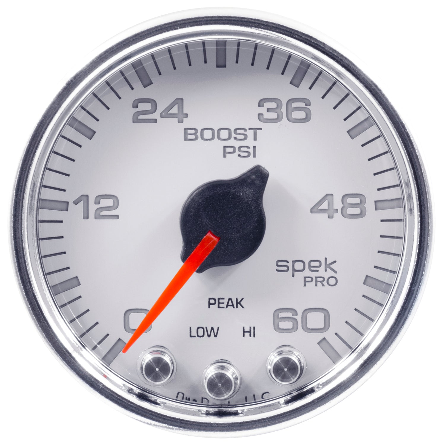 AutoMeter P30411 - GAUGE, BOOST, 2 1/16", 60PSI, STEPPER MOTOR W/PEAK & WARN, WHT/CHRM, SPEK-PRO 4