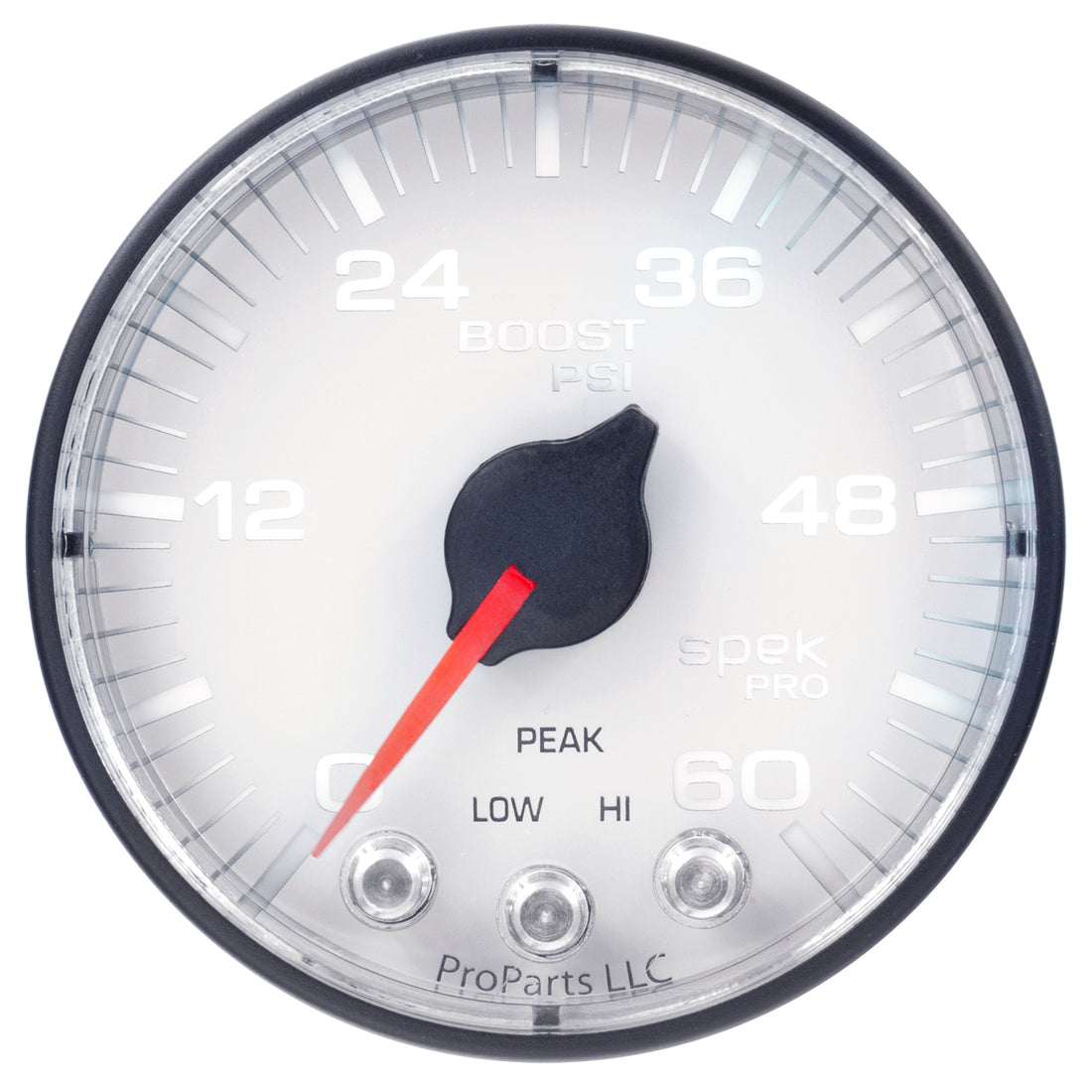 AutoMeter P304128 - GAUGE, BOOST, 2 1/16", 60PSI, STEPPER MOTOR W/PEAK & WARN, WHT/BLK, SPEK-PRO 5