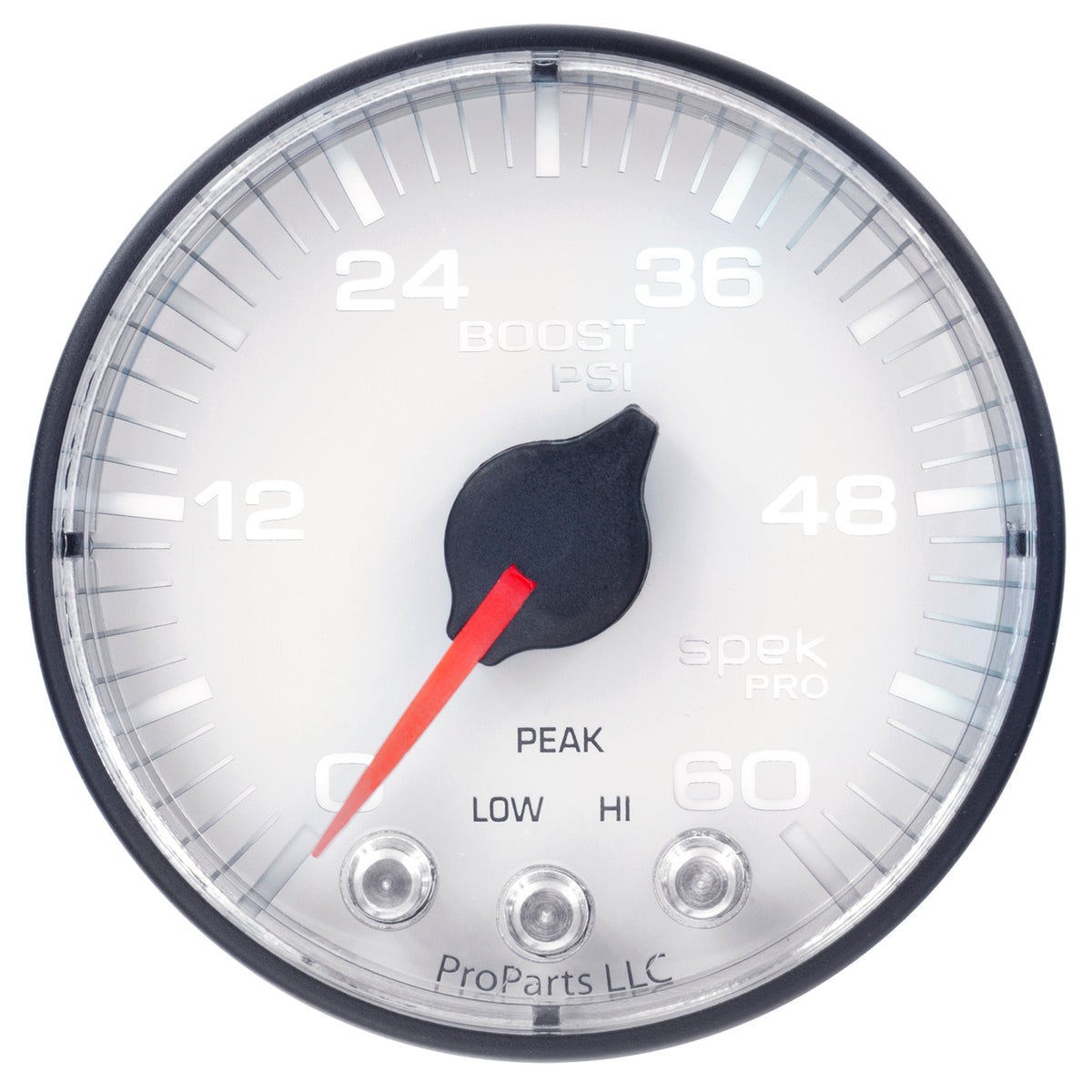 AutoMeter P304128 - GAUGE, BOOST, 2 1/16", 60PSI, STEPPER MOTOR W/PEAK & WARN, WHT/BLK, SPEK-PRO 5