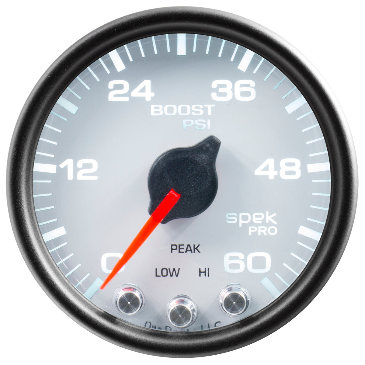 AutoMeter P30412 - GAUGE, BOOST, 2 1/16", 60PSI, STEPPER MOTOR W/PEAK & WARN, WHT/BLK, SPEK-PRO 3