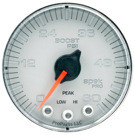 AutoMeter P304218 - GAUGE, BOOST, 2 1/16", 60PSI, STEPPER MOTOR W/PEAK & WARN, SLVR/CHRM, SPEK-PRO 3