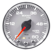 AutoMeter P30421 - GAUGE, BOOST, 2 1/16", 60PSI, STEPPER MOTOR W/PEAK & WARN, SLVR/CHRM, SPEK-PRO 3