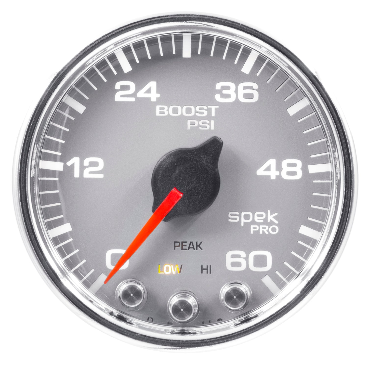 AutoMeter P30421 - GAUGE, BOOST, 2 1/16", 60PSI, STEPPER MOTOR W/PEAK & WARN, SLVR/CHRM, SPEK-PRO 3