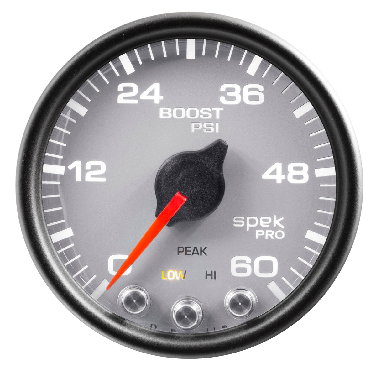 AutoMeter P30422 - GAUGE, BOOST, 2 1/16", 60PSI, STEPPER MOTOR W/PEAK & WARN, SLVR/BLK, SPEK-PRO 3