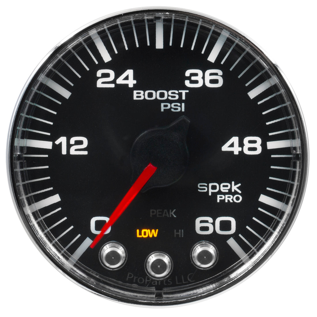 AutoMeter P304318 - GAUGE, BOOST, 2 1/16", 60PSI, STEPPER MOTOR W/PEAK & WARN, BLK/CHRM, SPEK-PRO 3