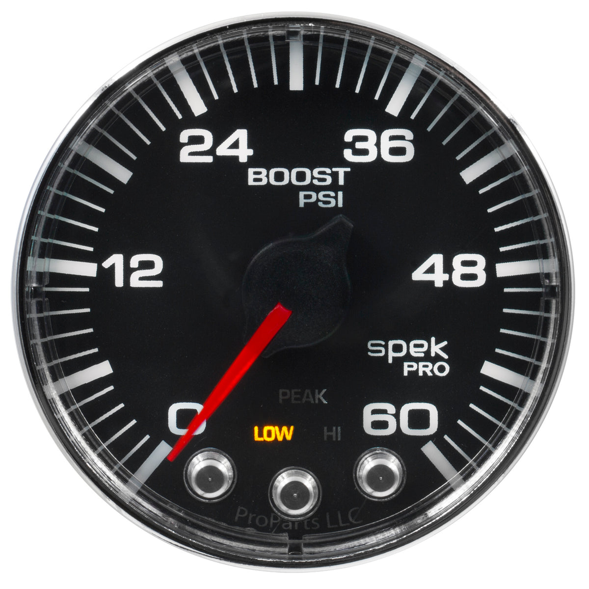 AutoMeter P304318 - GAUGE, BOOST, 2 1/16", 60PSI, STEPPER MOTOR W/PEAK & WARN, BLK/CHRM, SPEK-PRO 3