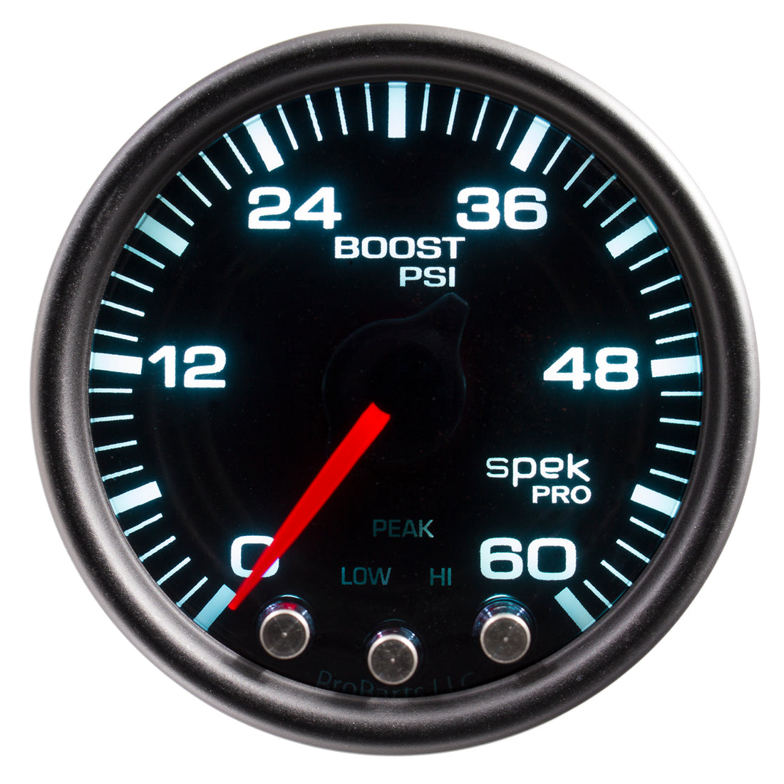 AutoMeter P30452 - GAUGE, BOOST, 2 1/16", 60PSI, STEPPER MOTOR W/PEAK & WARN, BLK/SMOKE/BLACK, SPEK 3