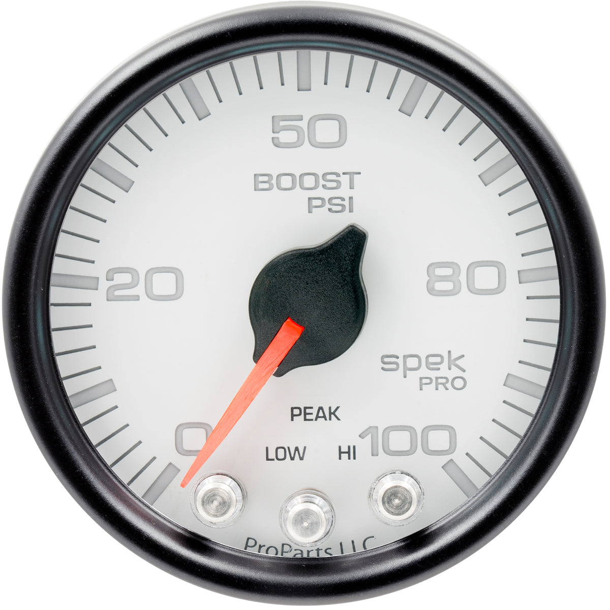 AutoMeter P30512 - GAUGE, BOOST, 2 1/16", 100PSI, STEPPER MOTOR W/PEAK & WARN, WHT/BLK, SPEK-PRO 5