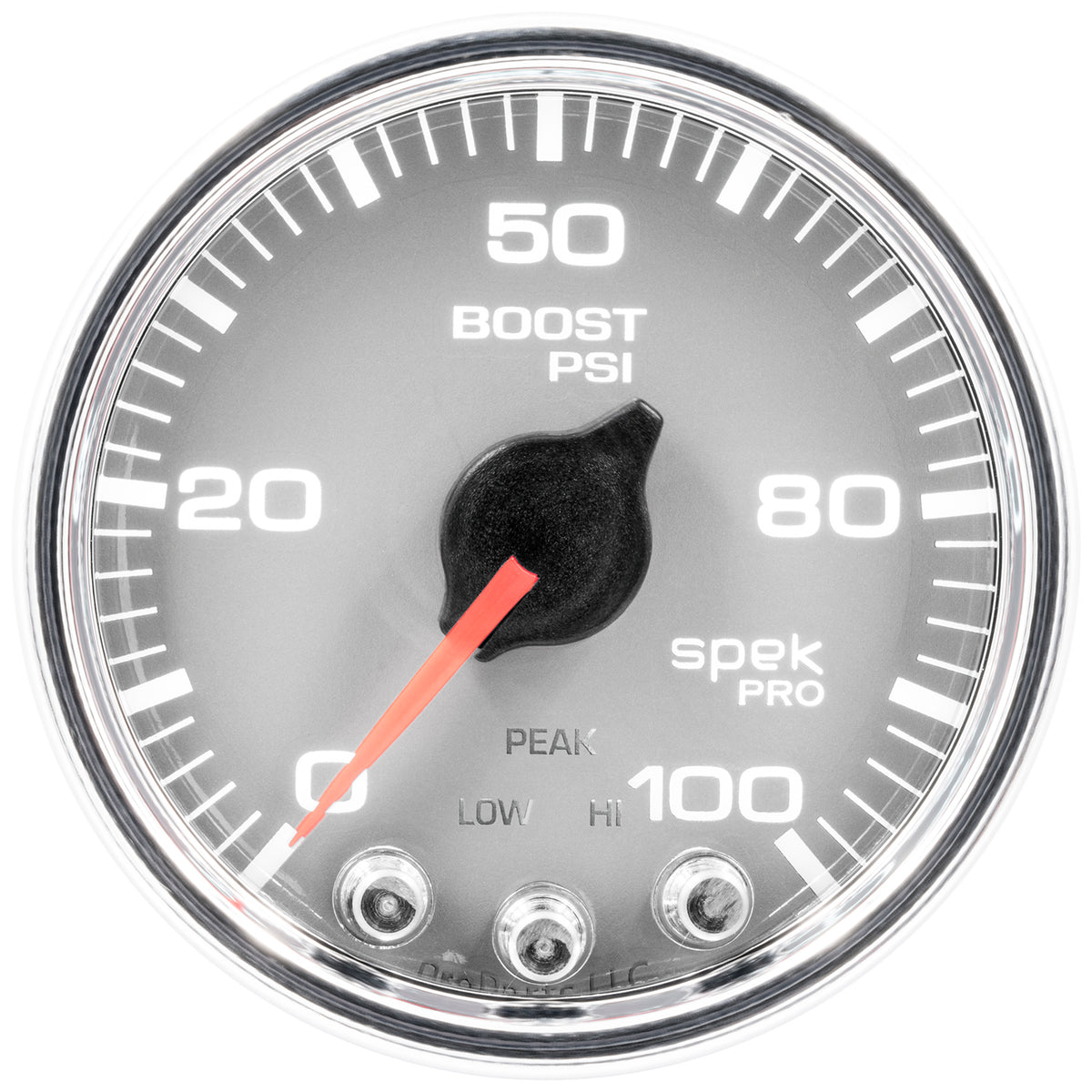 AutoMeter P30521 - GAUGE, BOOST, 2 1/16", 100PSI, STEPPER MOTOR W/PEAK & WARN, SLVR/CHRM, SPEK-PRO 5