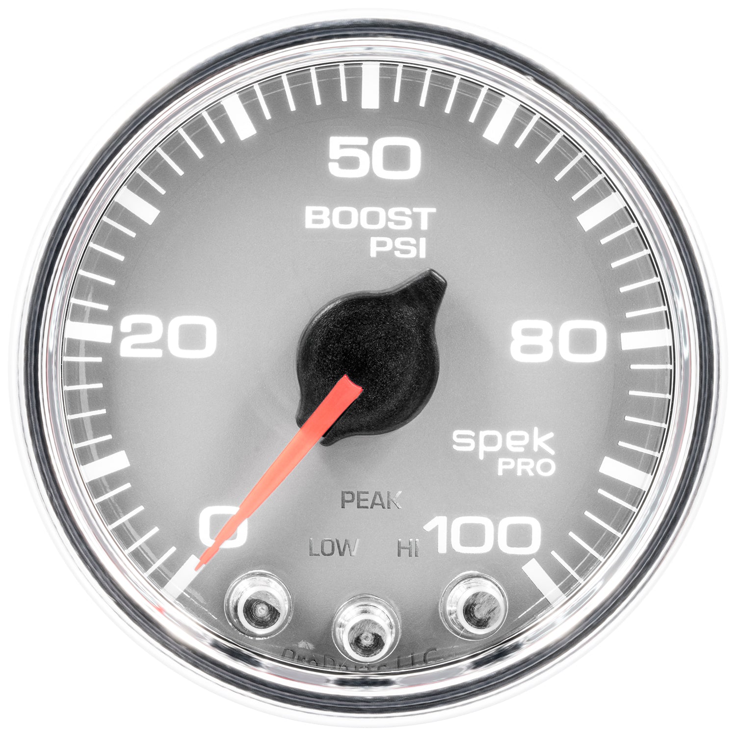 AutoMeter P30521 - GAUGE, BOOST, 2 1/16", 100PSI, STEPPER MOTOR W/PEAK & WARN, SLVR/CHRM, SPEK-PRO 5
