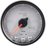 AutoMeter P30522 - GAUGE, BOOST, 2 1/16", 100PSI, STEPPER MOTOR W/PEAK & WARN, SLVR/BLK, SPEK-PRO 3