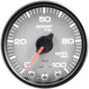 AutoMeter P30522 - GAUGE, BOOST, 2 1/16", 100PSI, STEPPER MOTOR W/PEAK & WARN, SLVR/BLK, SPEK-PRO 4