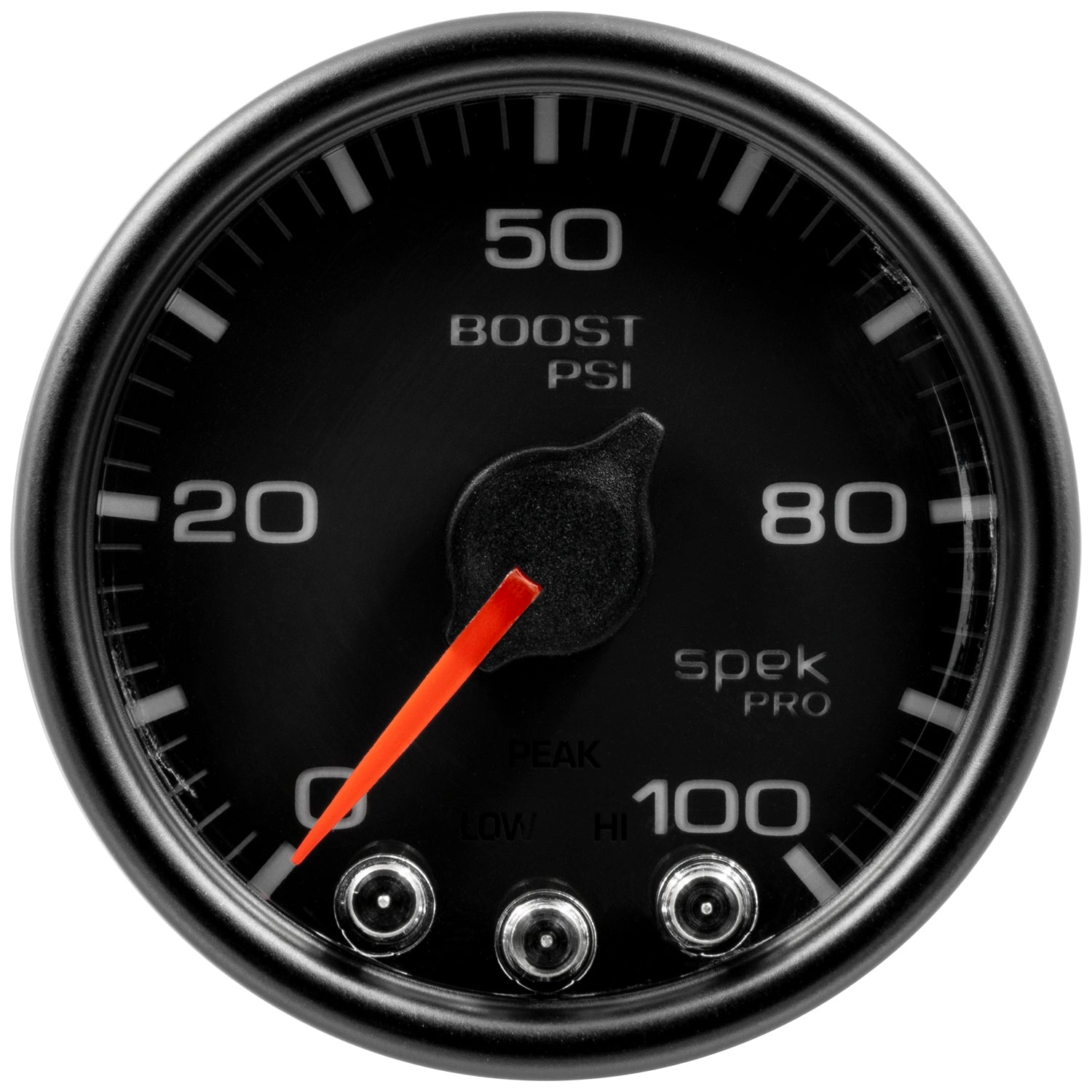 AutoMeter P30532 - GAUGE, BOOST, 2 1/16", 100PSI, STEPPER MOTOR W/PEAK & WARN, BLK/BLK, SPEK-PRO 4