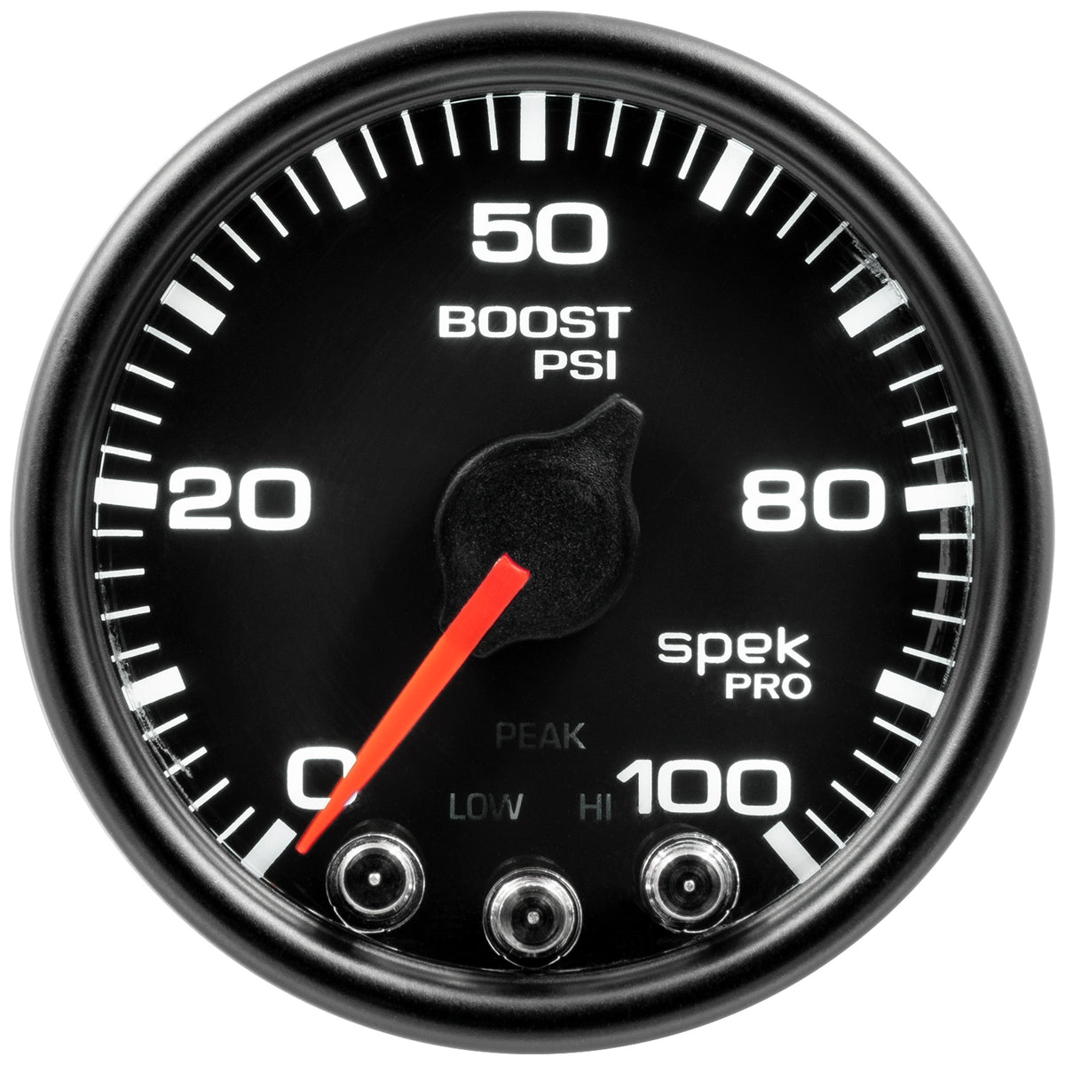 AutoMeter P30532 - GAUGE, BOOST, 2 1/16", 100PSI, STEPPER MOTOR W/PEAK & WARN, BLK/BLK, SPEK-PRO 3