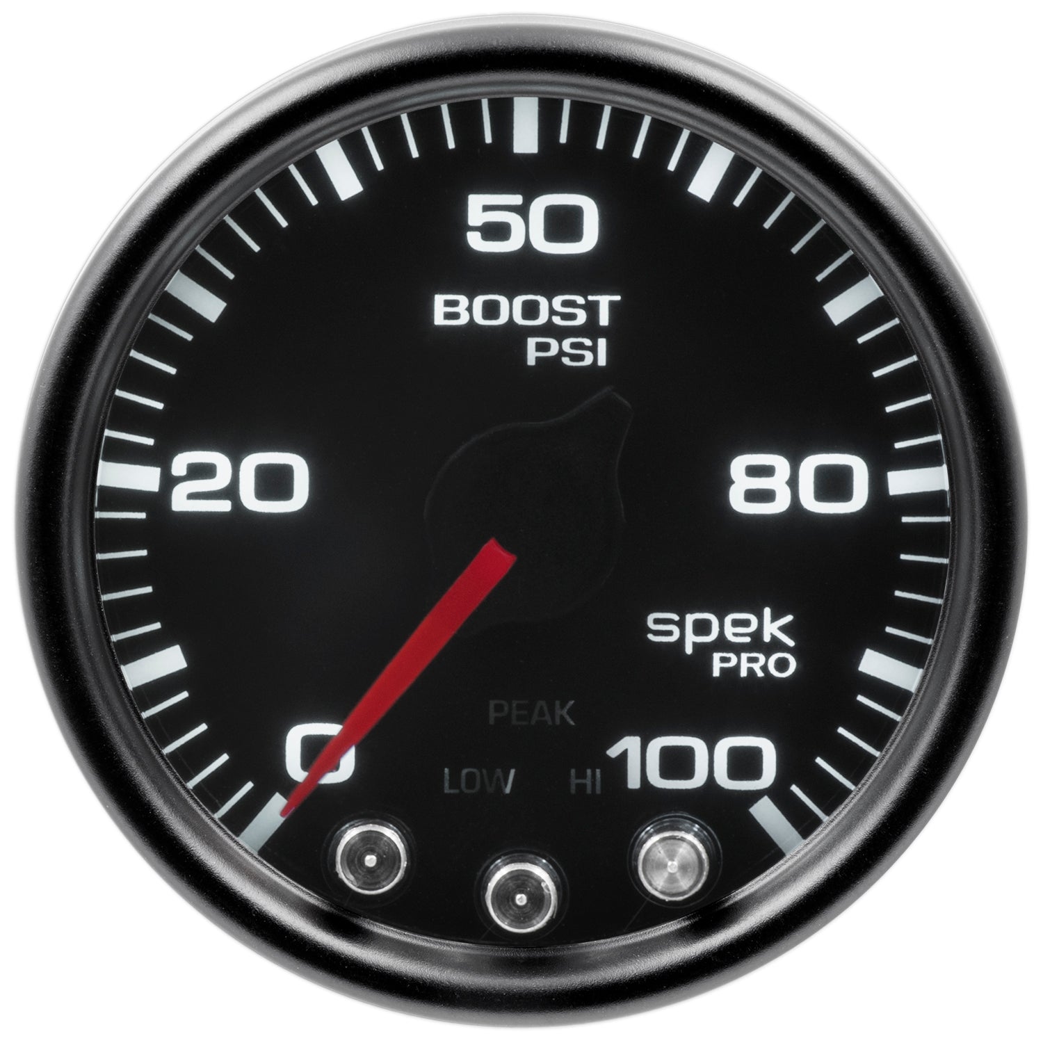 AutoMeter P30552 - GAUGE, BOOST, 2 1/16", 100PSI, STEPPER MOTOR W/PEAK & WARN, BLK/SMOKE/BLK, SPEK 4