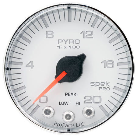AutoMeter P310118 - GAUGE, PYRO. (EGT), 2 1/16", 2000?F, STEPPER MOTOR W/PEAK & WARN, WHT/CHRM, SPEK 2
