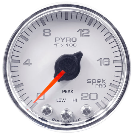 AutoMeter P31011 - GAUGE, PYRO. (EGT), 2 1/16", 2000?F, STEPPER MOTOR W/PEAK & WARN, WHT/CHRM, SPEK 4