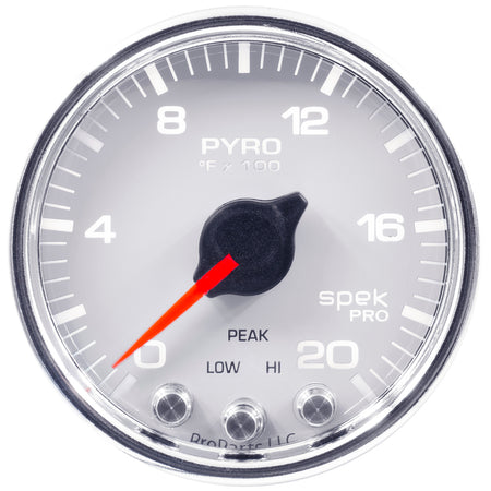 AutoMeter P31011 - GAUGE, PYRO. (EGT), 2 1/16", 2000?F, STEPPER MOTOR W/PEAK & WARN, WHT/CHRM, SPEK 3
