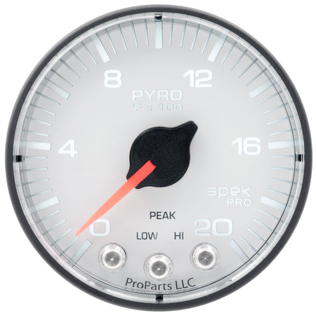 AutoMeter P310128 - GAUGE, PYRO. (EGT), 2 1/16", 2000?F, STEPPER MOTOR W/PEAK & WARN, WHT/BLK, SPEK 4