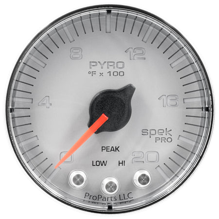 AutoMeter P310218 - GAUGE, PYRO. (EGT), 2 1/16", 2000?F, STEPPER MOTOR W/PEAK & WRN, SLVR/CHRM, SPEK 3