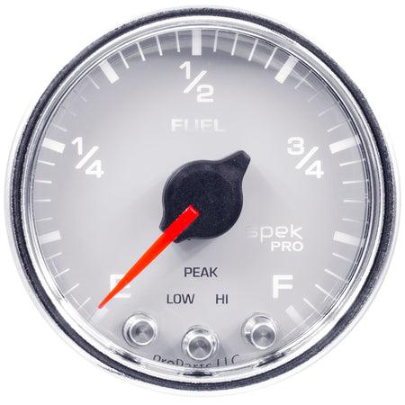 AutoMeter P31211 - GAUGE, FUEL LEVEL, 2 1/16", 0-270O PROGRAMMABLE, WHT/CHRM, SPEK-PRO 3