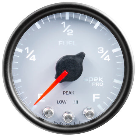 AutoMeter P31212 - GAUGE, FUEL LEVEL, 2 1/16", 0-270O PROGRAMMABLE, WHT/BLK, SPEK-PRO 1