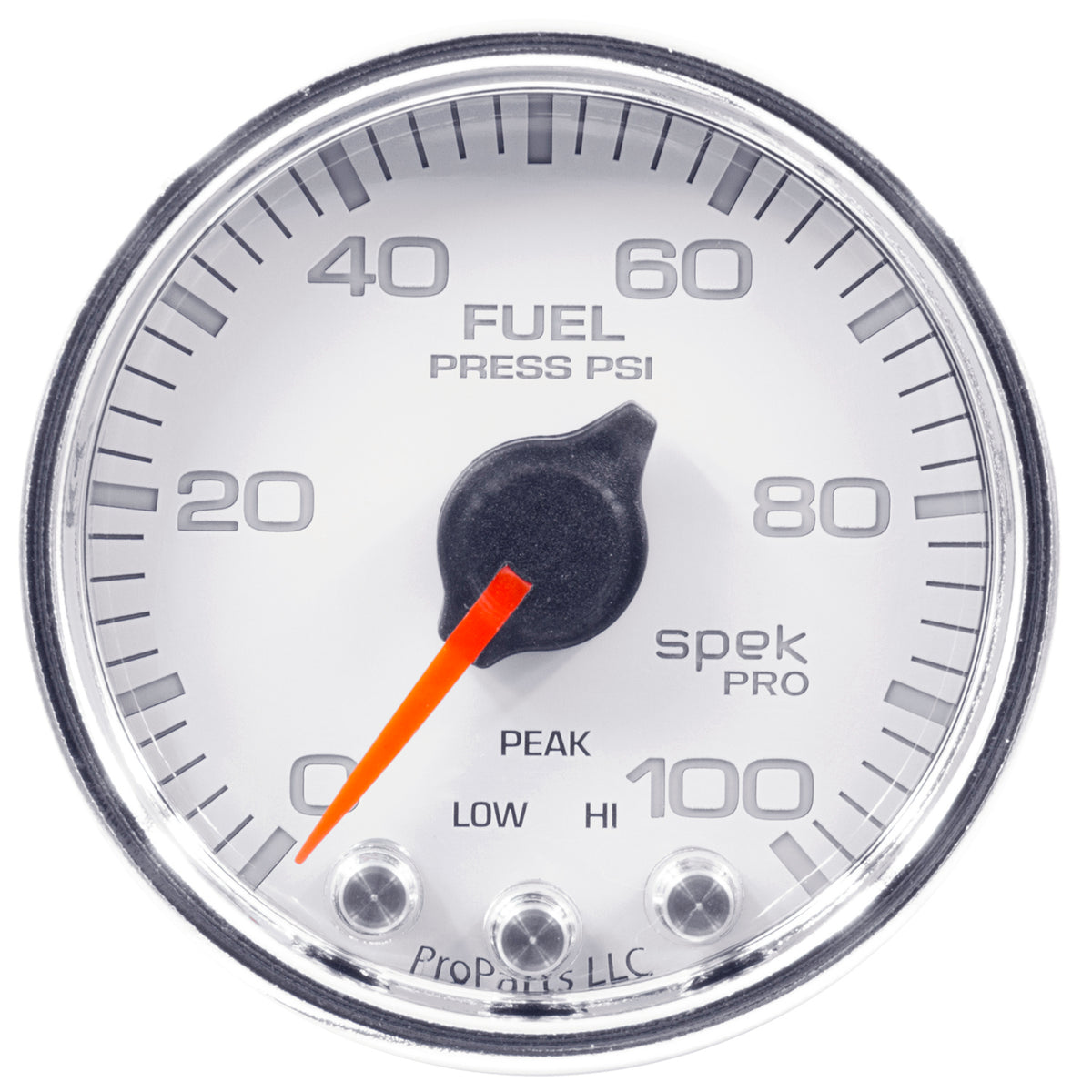 AutoMeter P31411 - GAUGE, FUEL PRESS, 2 1/16", 100PSI, STEPPER MOTOR W/PEAK & WARN, WHT/CHRM, SPEK 4