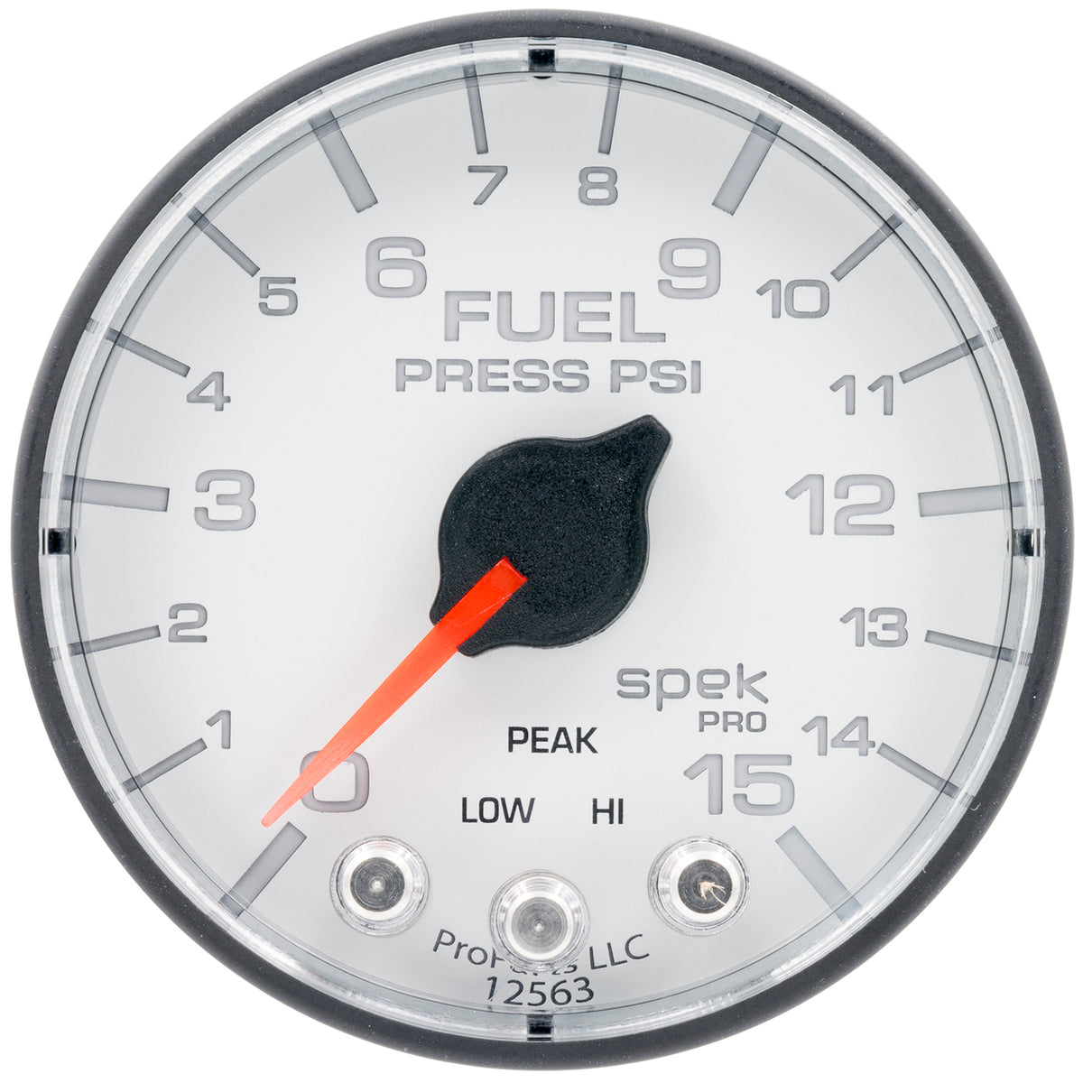 AutoMeter P315128 - GAUGE, FUEL PRESS, 2 1/16", 15PSI, STEPPER MOTOR W/PEAK & WARN, WHT/BLK, SPEK 1