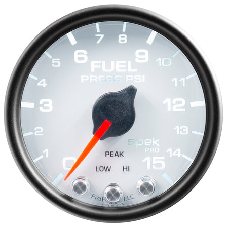 AutoMeter P31512 - GAUGE, FUEL PRESS, 2 1/16", 15PSI, STEPPER MOTOR W/PEAK & WARN, WHT/BLK, SPEK 3