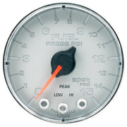AutoMeter P315218 - GAUGE, FUEL PRESS, 2 1/16", 15PSI, STEPPER MOTOR W/PEAK & WARN, SLVR/CHRM, SPEK 3