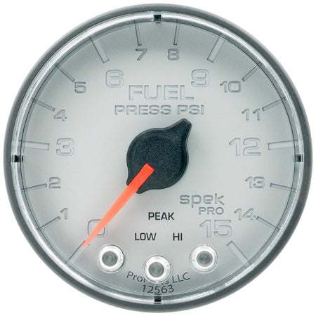 AutoMeter P315228 - GAUGE, FUEL PRESS, 2 1/16", 15PSI, STEPPER MOTOR W/PEAK & WARN, SLVR/BLK, SPEK 3