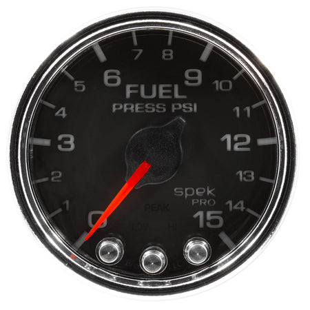 AutoMeter P31531 - GAUGE, FUEL PRESS, 2 1/16", 15PSI, STEPPER MOTOR W/PEAK & WARN, BLK/CHRM, SPEK 4