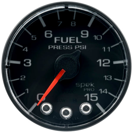 AutoMeter Body AutoMeter P315328 - GAUGE, FUEL PRESS, 2 1/16", 15PSI, STEPPER MOTOR W/PEAK & WARN, BLK/BLK, SPEK