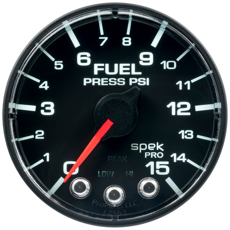 AutoMeter Body AutoMeter P315328 - GAUGE, FUEL PRESS, 2 1/16", 15PSI, STEPPER MOTOR W/PEAK & WARN, BLK/BLK, SPEK