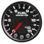 AutoMeter P31532 - GAUGE, FUEL PRESS, 2 1/16", 15PSI, STEPPER MOTOR W/PEAK & WARN, BLK/BLK, SPEK