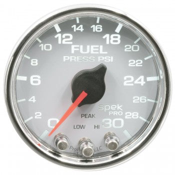 AutoMeter P31611 - GAUGE, FUEL PRESS, 2 1/16", 30PSI, STEPPER MOTOR W/PEAK & WARN, WHT/CHRM, SPEK 6