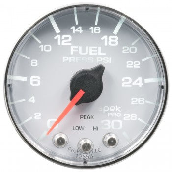 AutoMeter P316118 - GAUGE, FUEL PRESS, 2 1/16", 30PSI, STEPPER MOTOR W/PEAK & WARN, WHT/CHRM, SPEK 6