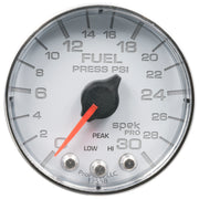 AutoMeter P316118 - GAUGE, FUEL PRESS, 2 1/16", 30PSI, STEPPER MOTOR W/PEAK & WARN, WHT/CHRM, SPEK 3