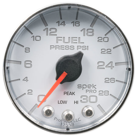 AutoMeter P316118 - GAUGE, FUEL PRESS, 2 1/16", 30PSI, STEPPER MOTOR W/PEAK & WARN, WHT/CHRM, SPEK 3