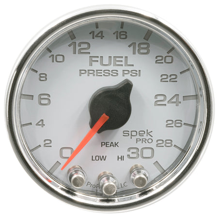 AutoMeter P31611 - GAUGE, FUEL PRESS, 2 1/16", 30PSI, STEPPER MOTOR W/PEAK & WARN, WHT/CHRM, SPEK 4