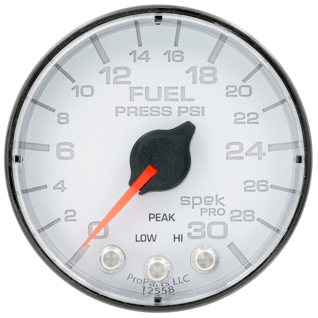 AutoMeter P316128 - GAUGE, FUEL PRESS, 2 1/16", 30PSI, STEPPER MOTOR W/PEAK & WARN, WHT/BLK, SPEK